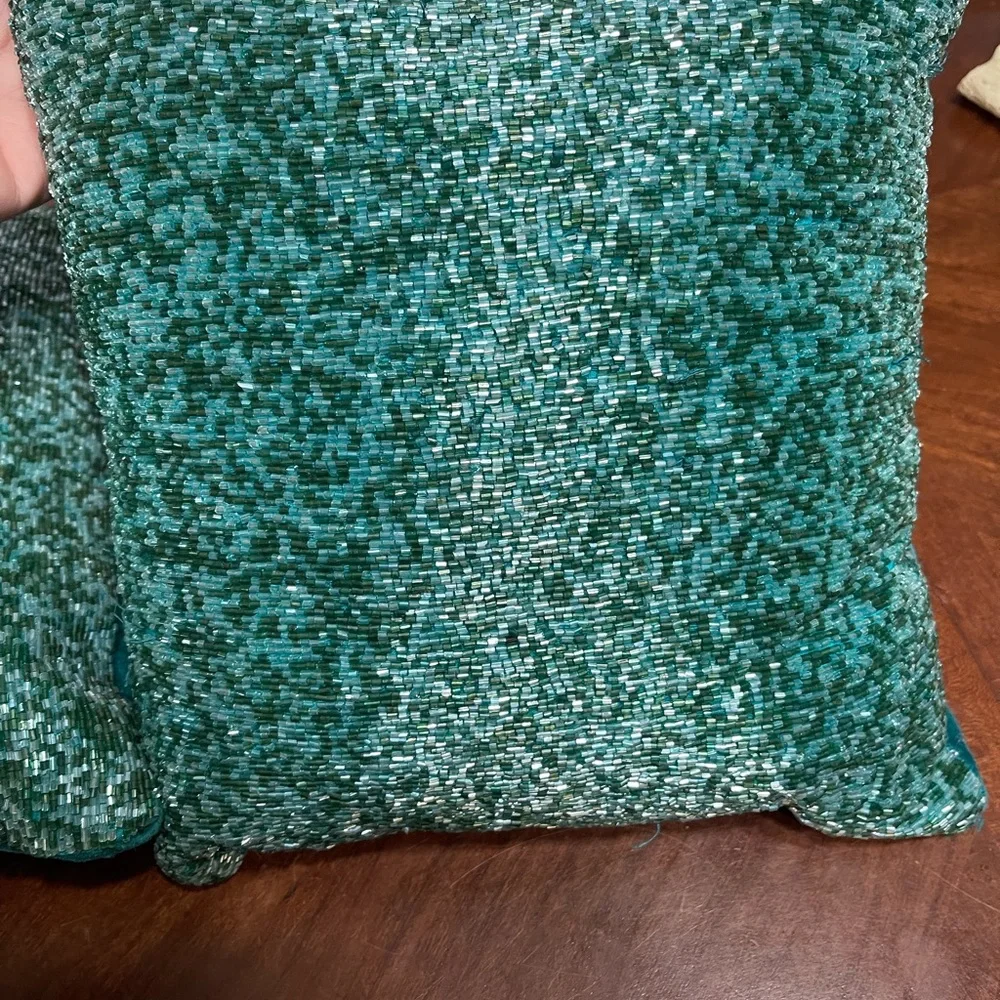 Set Pier 1 Imports Teal Beaded Velvet Throw Pillow